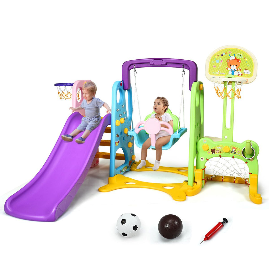 6 in 1 Kinderrutsche Spielplatz Kletterturm Basketballkorb Kinderspielzeug