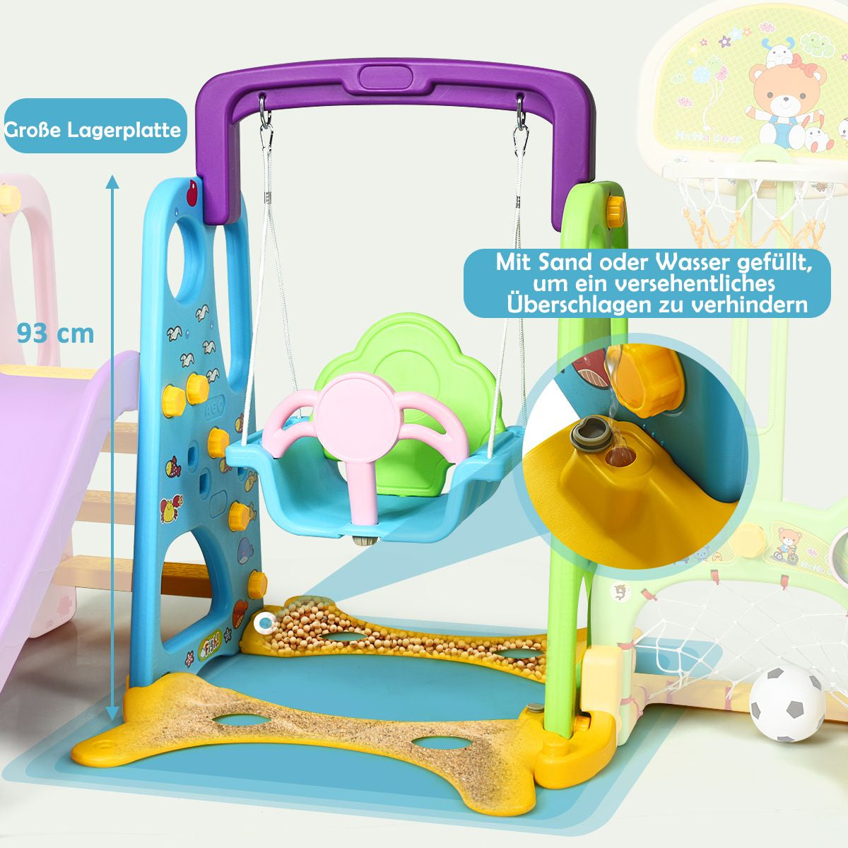 6 in 1 Kinderrutsche Spielplatz Kletterturm Basketballkorb Kinderspielzeug