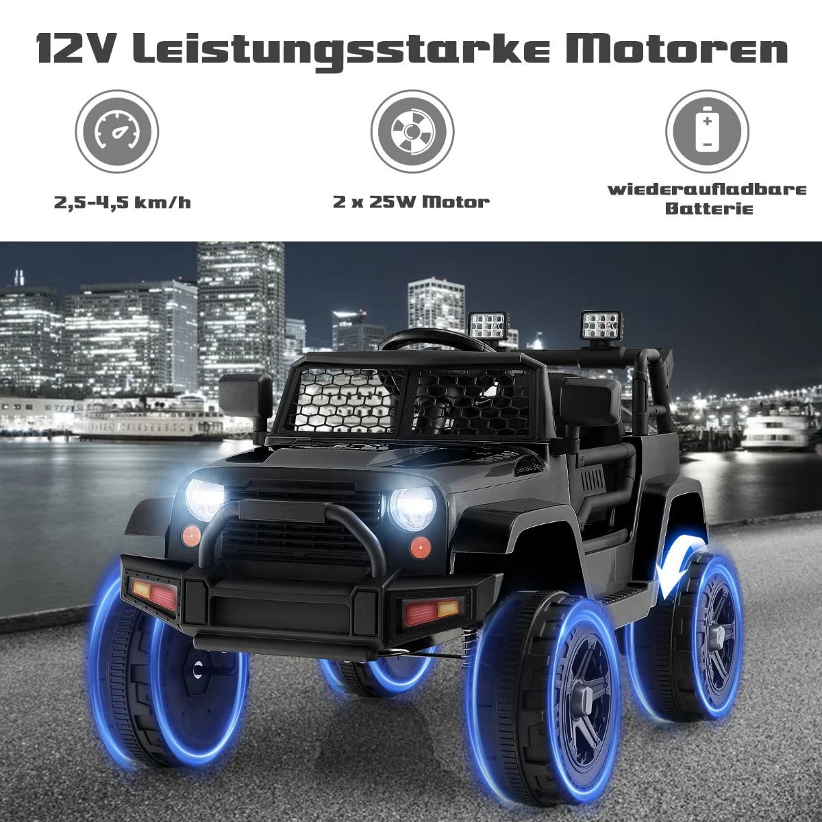 12V Batteriebetriebenes Kinderfahrzeug Elektrisches Kinderfahrzeug Mit Fernbedienung Schwarz