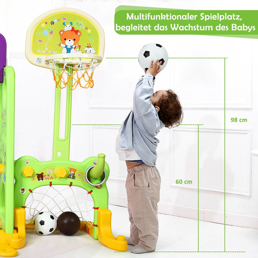 6 in 1 Kinderrutsche Spielplatz Kletterturm Basketballkorb Kinderspielzeug