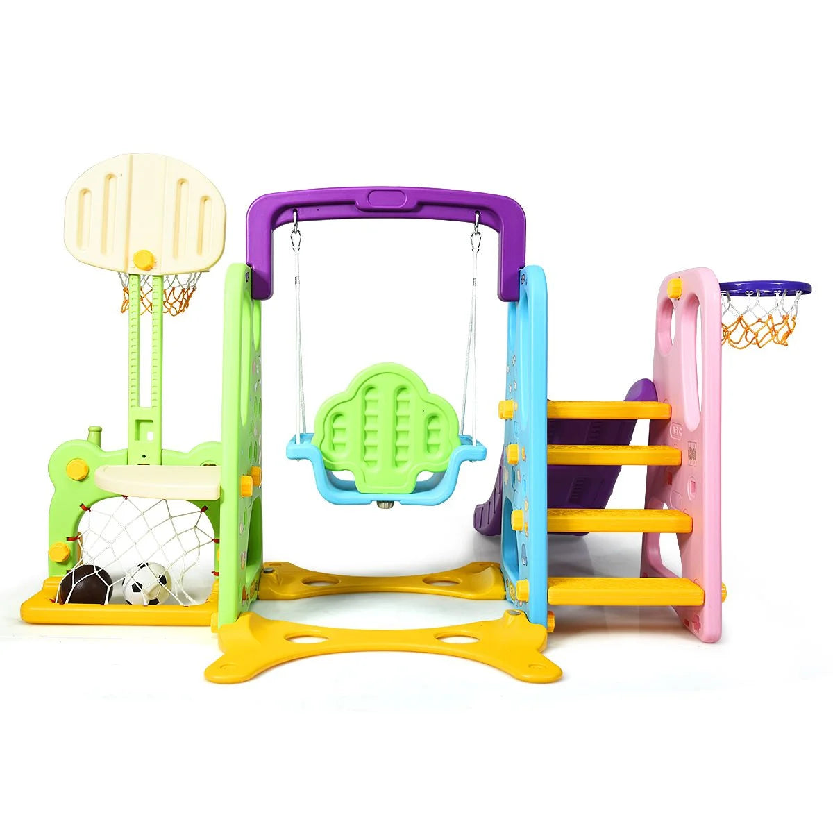 6 in 1 Kinderrutsche Spielplatz Kletterturm Basketballkorb Kinderspielzeug