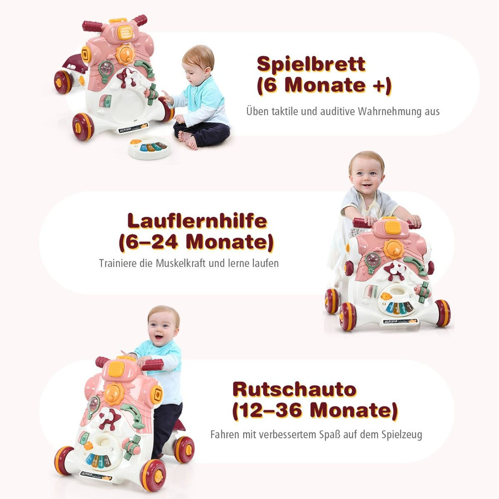3-In-1 Sitz-Stehlaufhilfen Für Babys Lauflernwagen Baby Walker 46 X 46 X 46 Cm Rosa