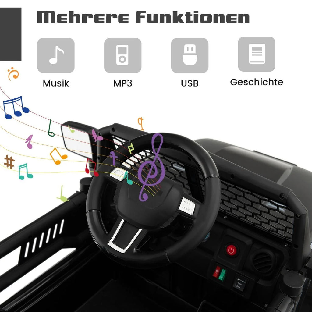 12V Batteriebetriebenes Kinderfahrzeug Elektrisches Kinderfahrzeug Mit Fernbedienung Schwarz