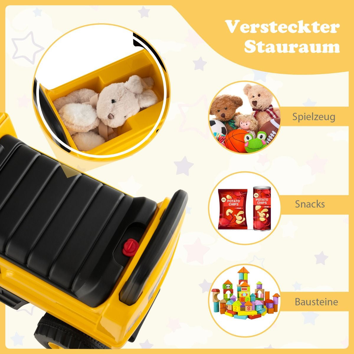Kinder-Räumschaufel Funktionales Bagger-Spielzeug Mit Schaufelbagger 74 X 30 X 54 Cm Gelb
