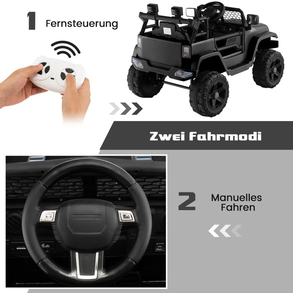 12V Batteriebetriebenes Kinderfahrzeug Elektrisches Kinderfahrzeug Mit Fernbedienung Schwarz